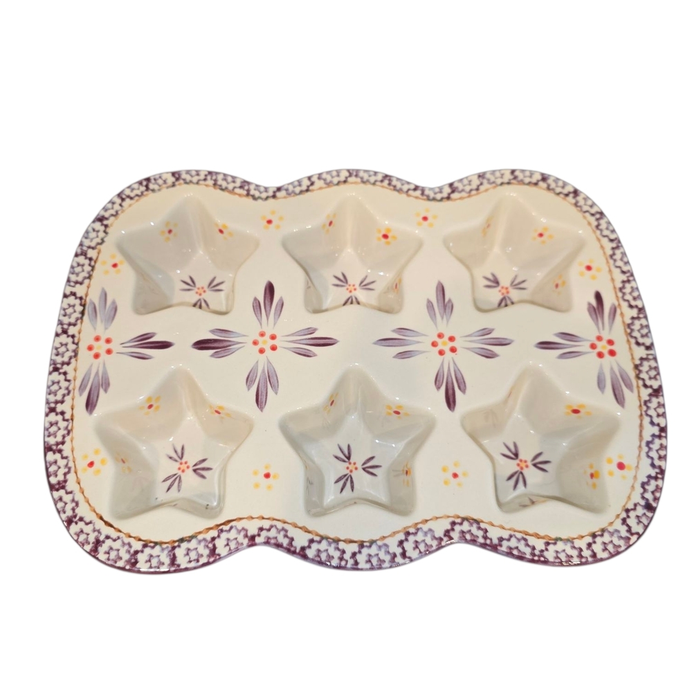 **Temptations By Tara Old World Purple Floral Star-Shaped Ceramic Baking Tray *